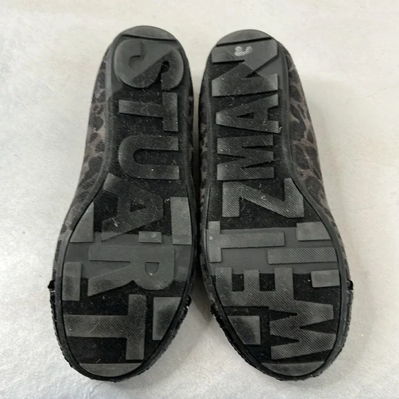 Stuart Weitzman Fannie Quilted Girls Leopard Ballet Flats Chain
